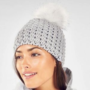 Fabletics Chunky Pom Beanie in “Cloud”